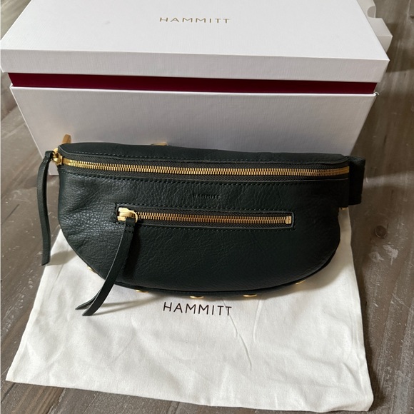 Hammitt Handbags - Hammitt dark green Leather Crossbody Belt Bag with Gold Hardware